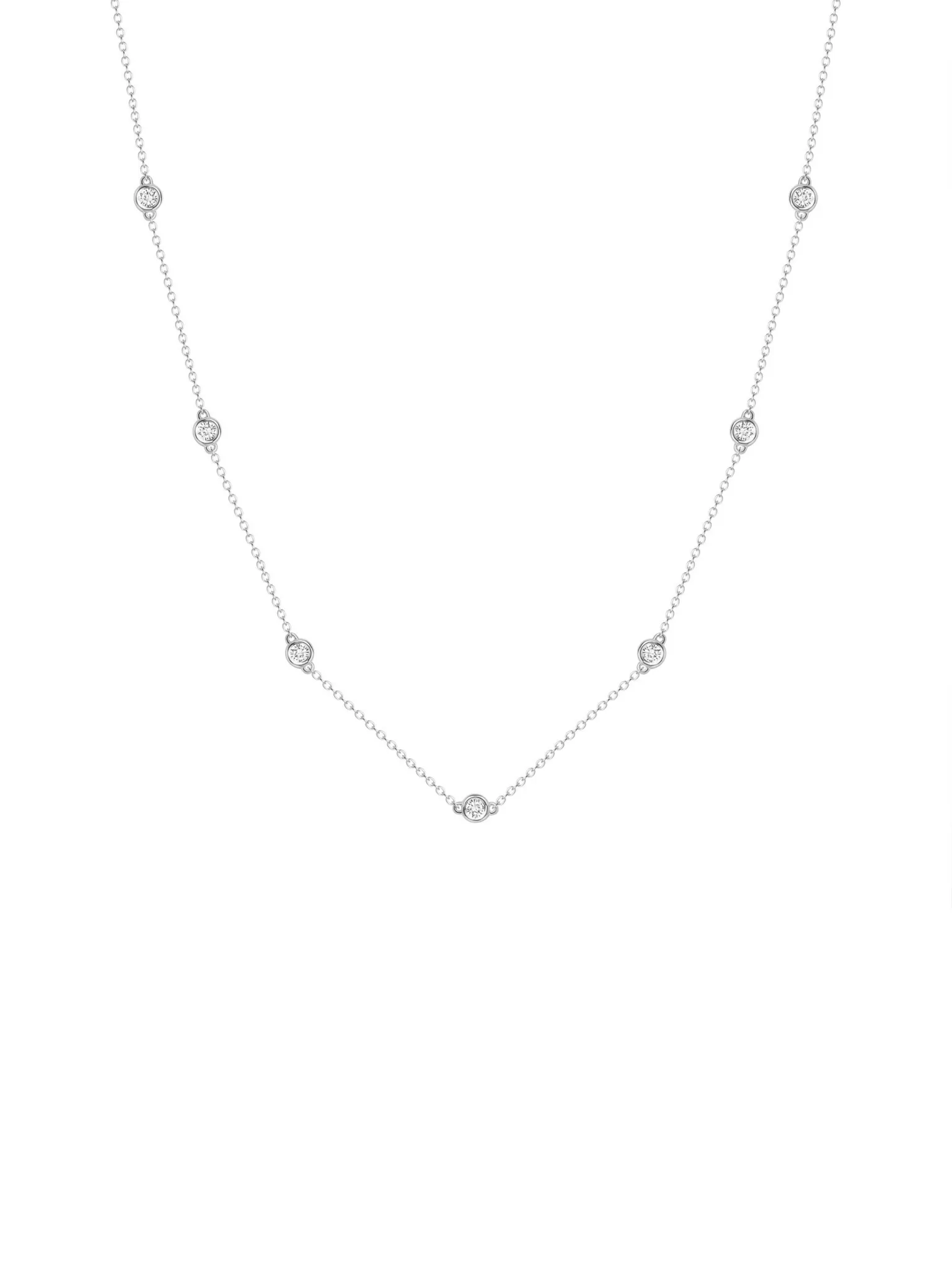 Diamond Bezel 7 Station Necklace 14K