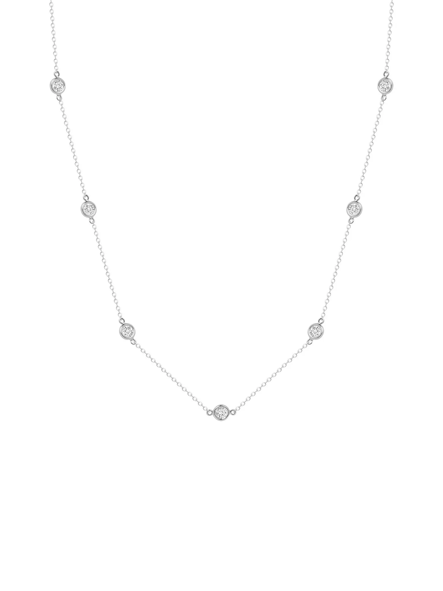 Diamond Bezel 7 Station Necklace 14K