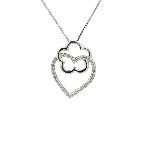 Diamond Heart and Flower Pendant