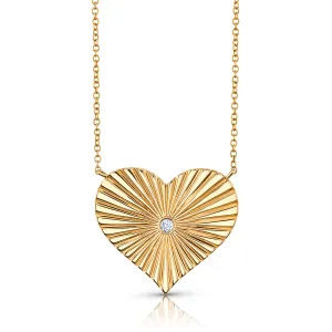 DIAMOND RAYS HEART NECKLACE, 14kt Gold