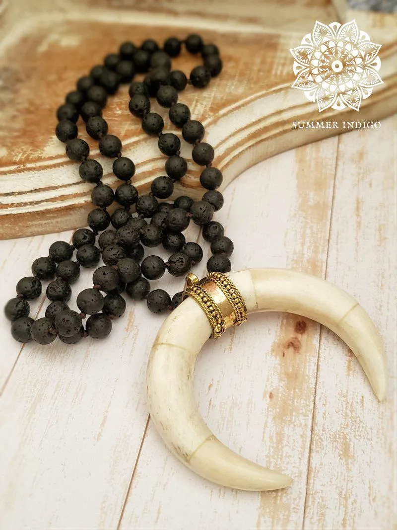 Double Horn Pendant - Bone White