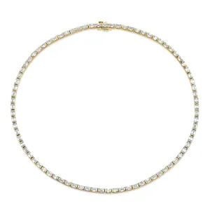 East-West Emerald Cut Diamond Bezel-Set Necklace