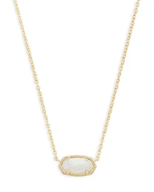 Elisa Gold Pendant Necklace in White Kyocera Opal