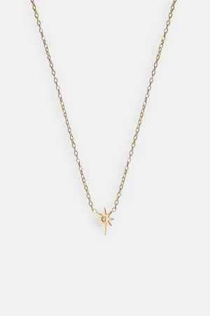 Elisa Sparkle North Star Gold Necklace