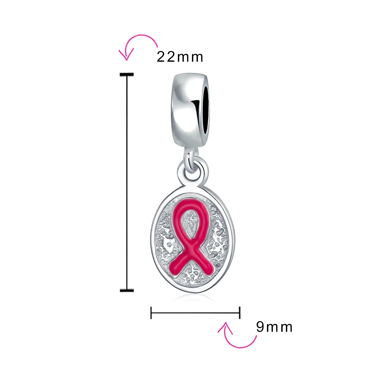 Empowering Elegance Pink Ribbon Breast Cancer Survivor Dangle Charm Bead in Silver