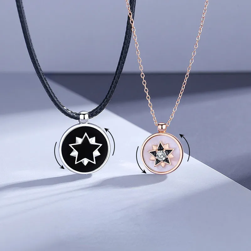 Engravable Fidget Spinning Stars Couple Necklaces Set