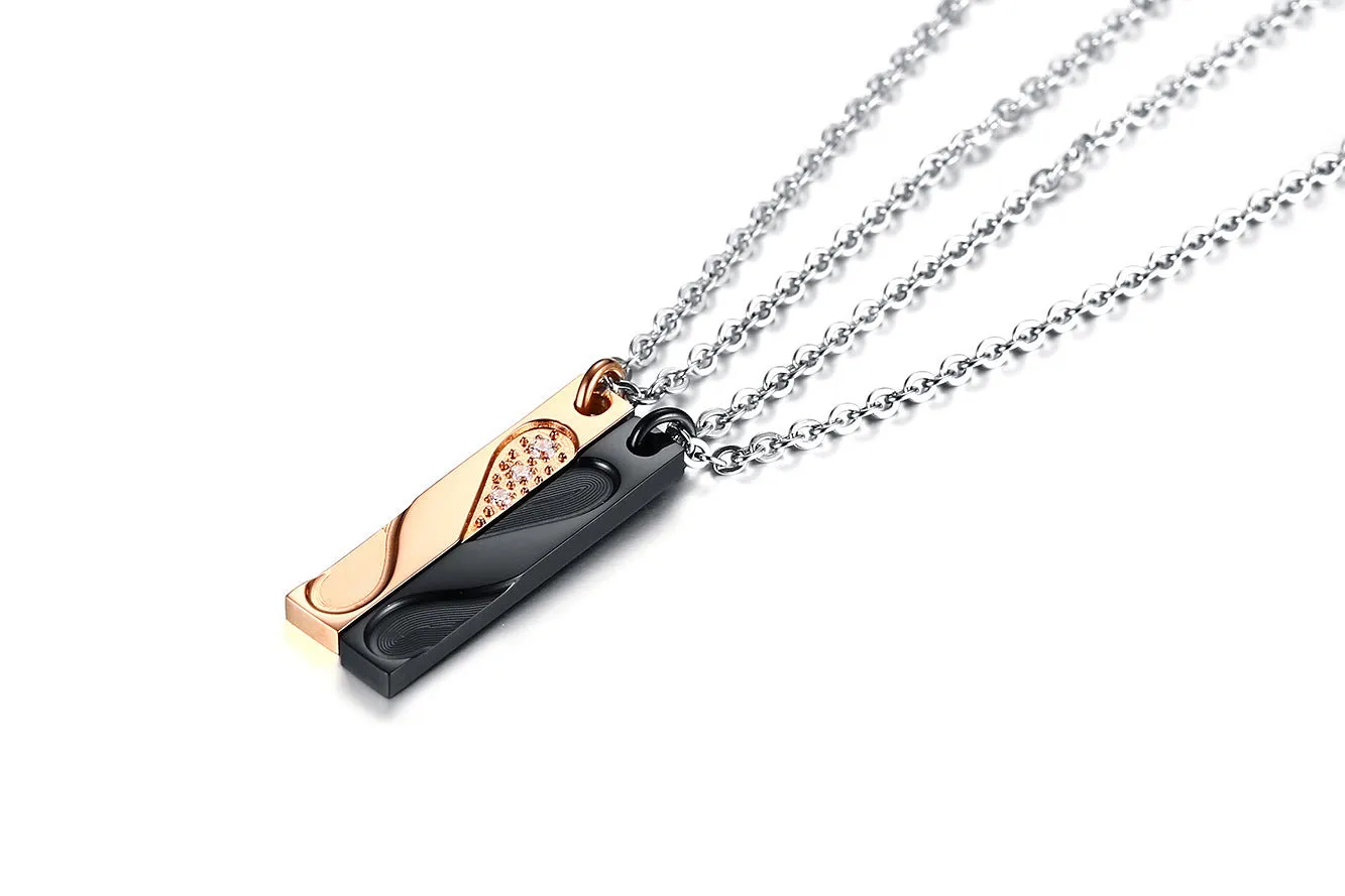 Engravable Half Hearts Bar Necklaces for Couples