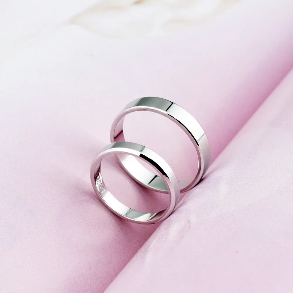 Engravable Simple Matching Wedding Bands for Couples