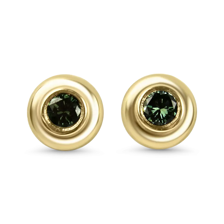 Estate 14K Yellow Gold Irradiated Diamond Stud Earrings