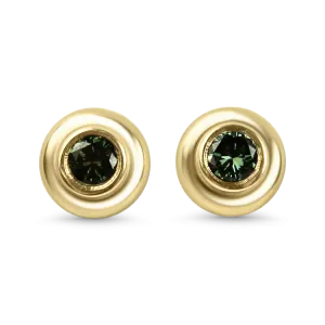 Estate 14K Yellow Gold Irradiated Diamond Stud Earrings