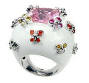 Farfalla Allegra - White Enamel with CZ Ring