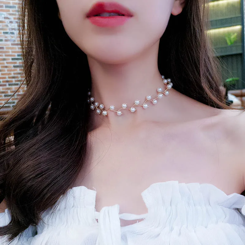 Fashion Pearl Neckband Simple Short Clavicle Chain Summer Beauty Choker Necklace Jewelry