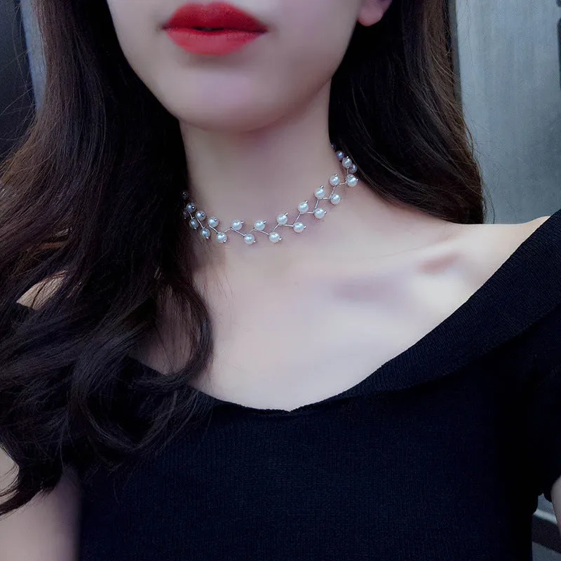 Fashion Pearl Neckband Simple Short Clavicle Chain Summer Beauty Choker Necklace Jewelry