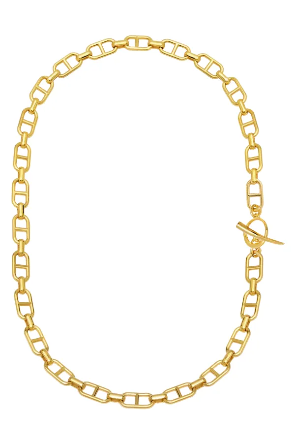 Fine Stirrup Chain Necklace with Tusk Clasp