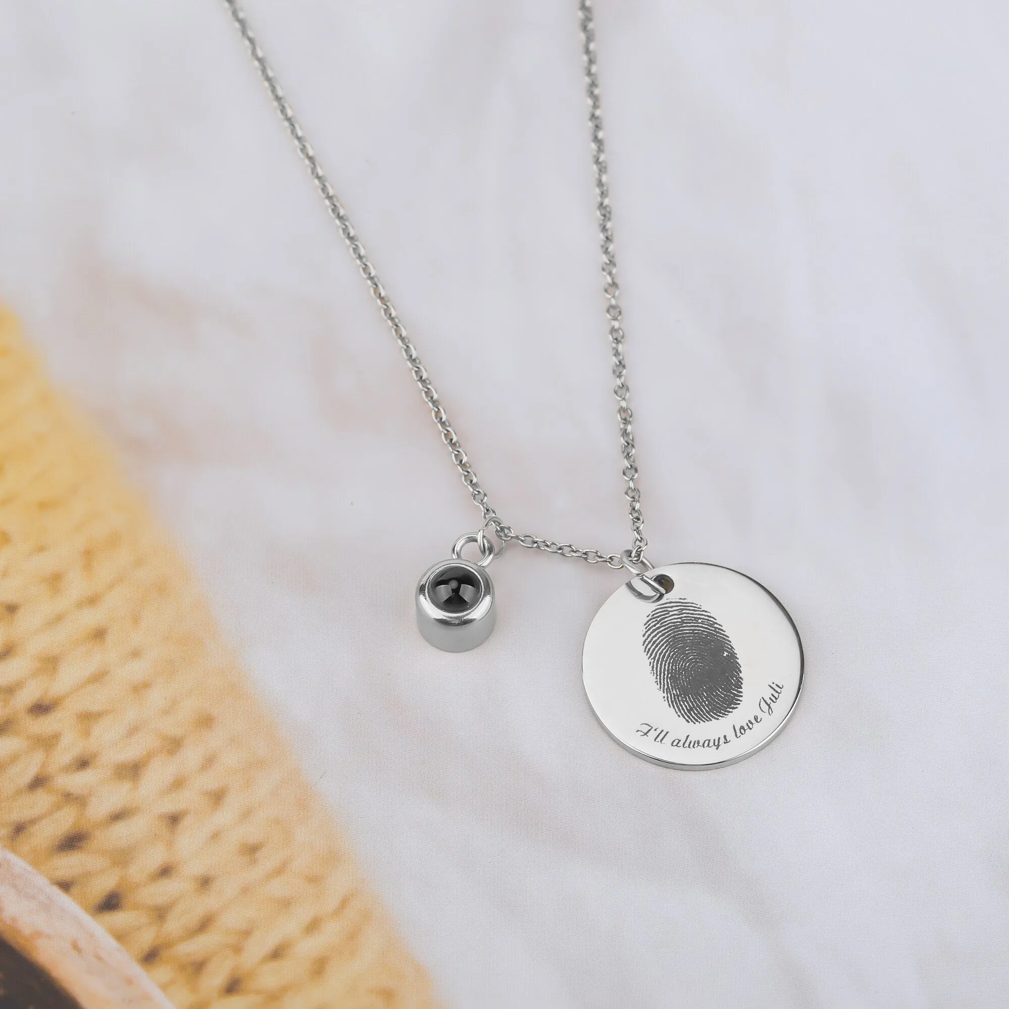 Fingerprint necklace with customizable photos Projection Necklace Pendant Jewelry