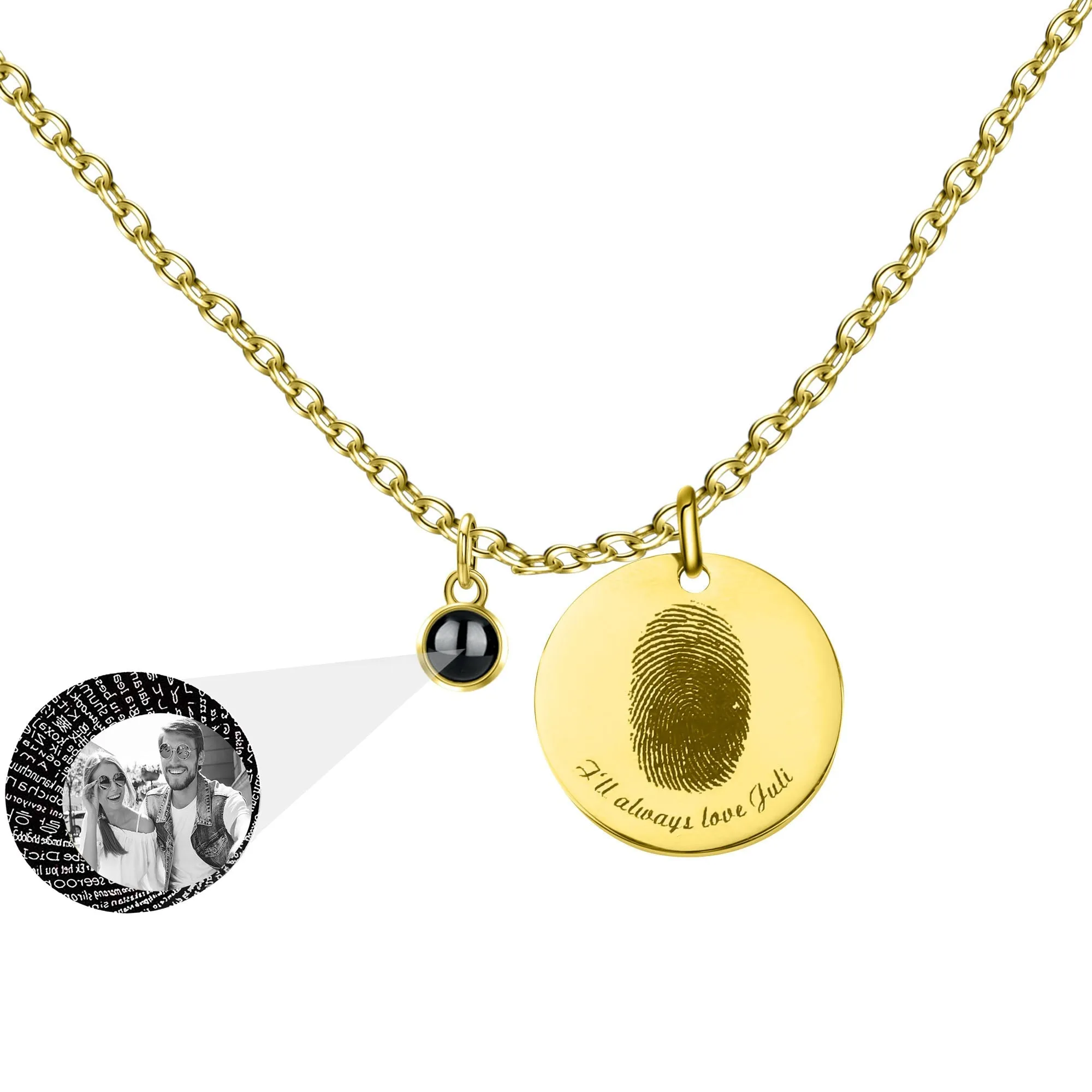 Fingerprint necklace with customizable photos Projection Necklace Pendant Jewelry