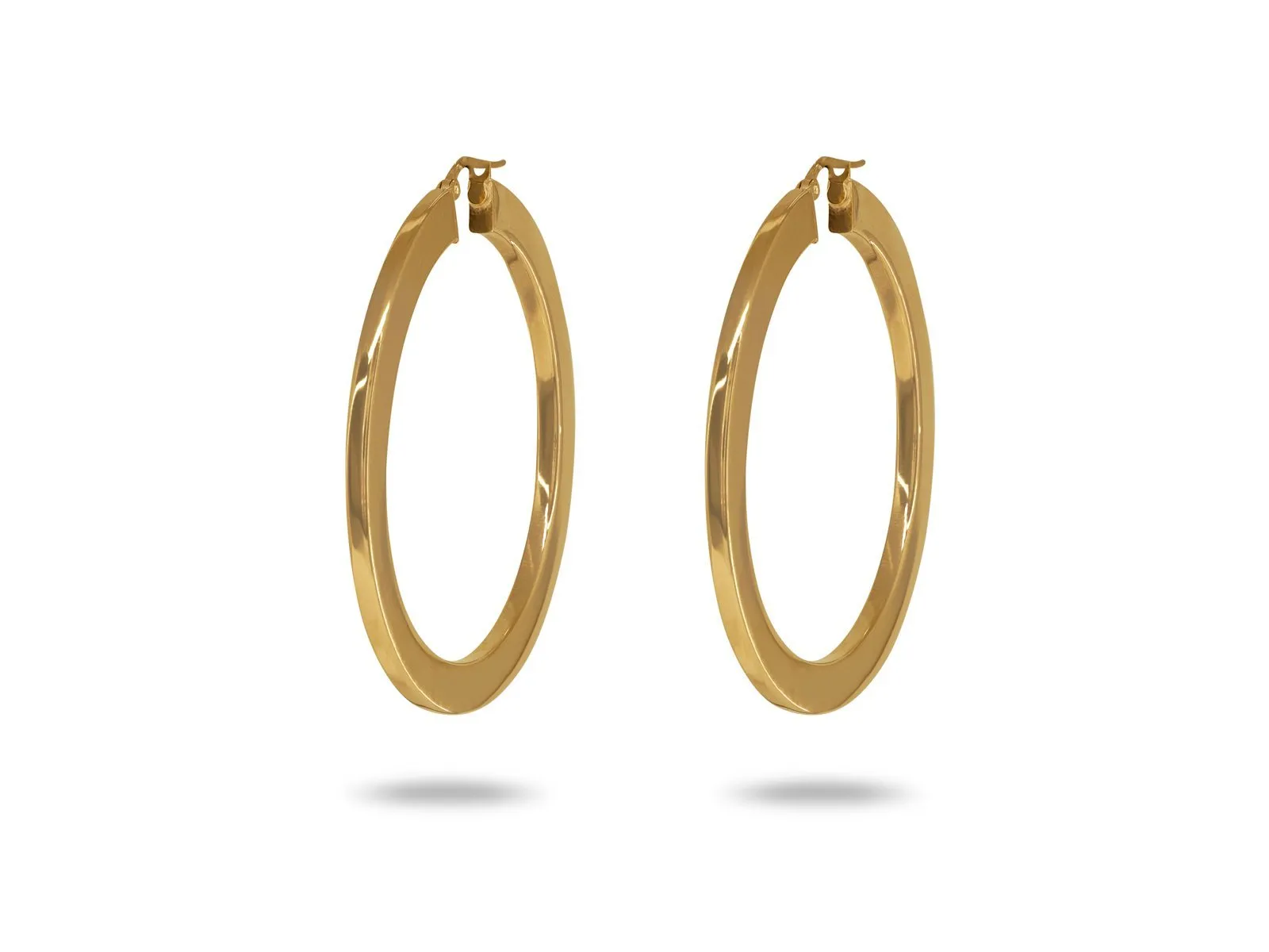 Flat Moderno Golden Hoop Earrings (50mm)