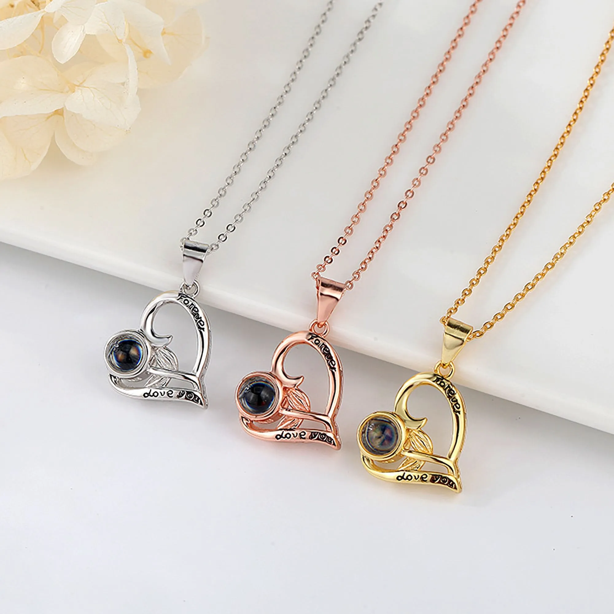 Flowers that can be customized for photos Projection Necklace Pendant Jewelry