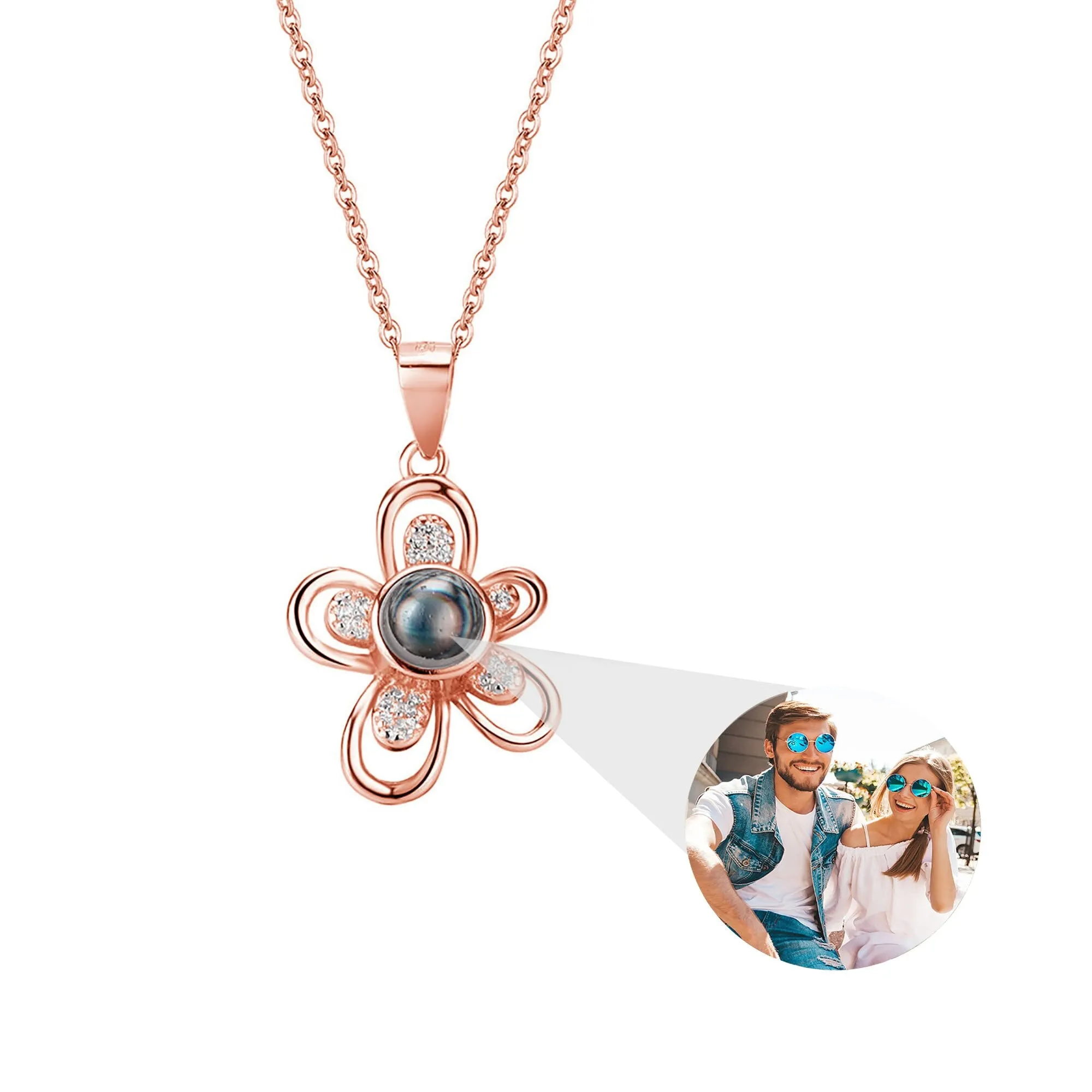 Flowers that can be customized for photos Projection Necklace  Pendant Jewelry