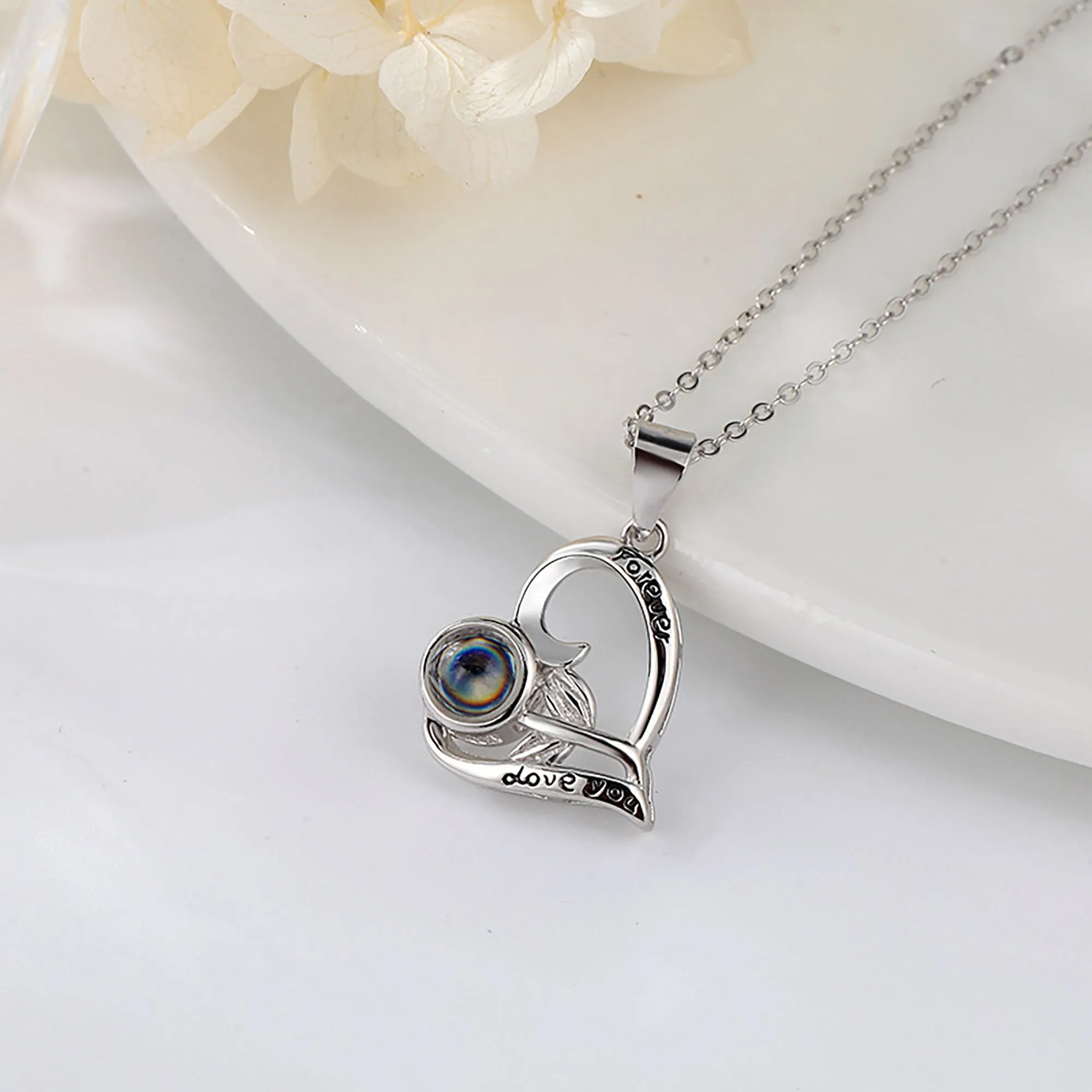 Flowers that can be customized for photos Projection Necklace Pendant Jewelry