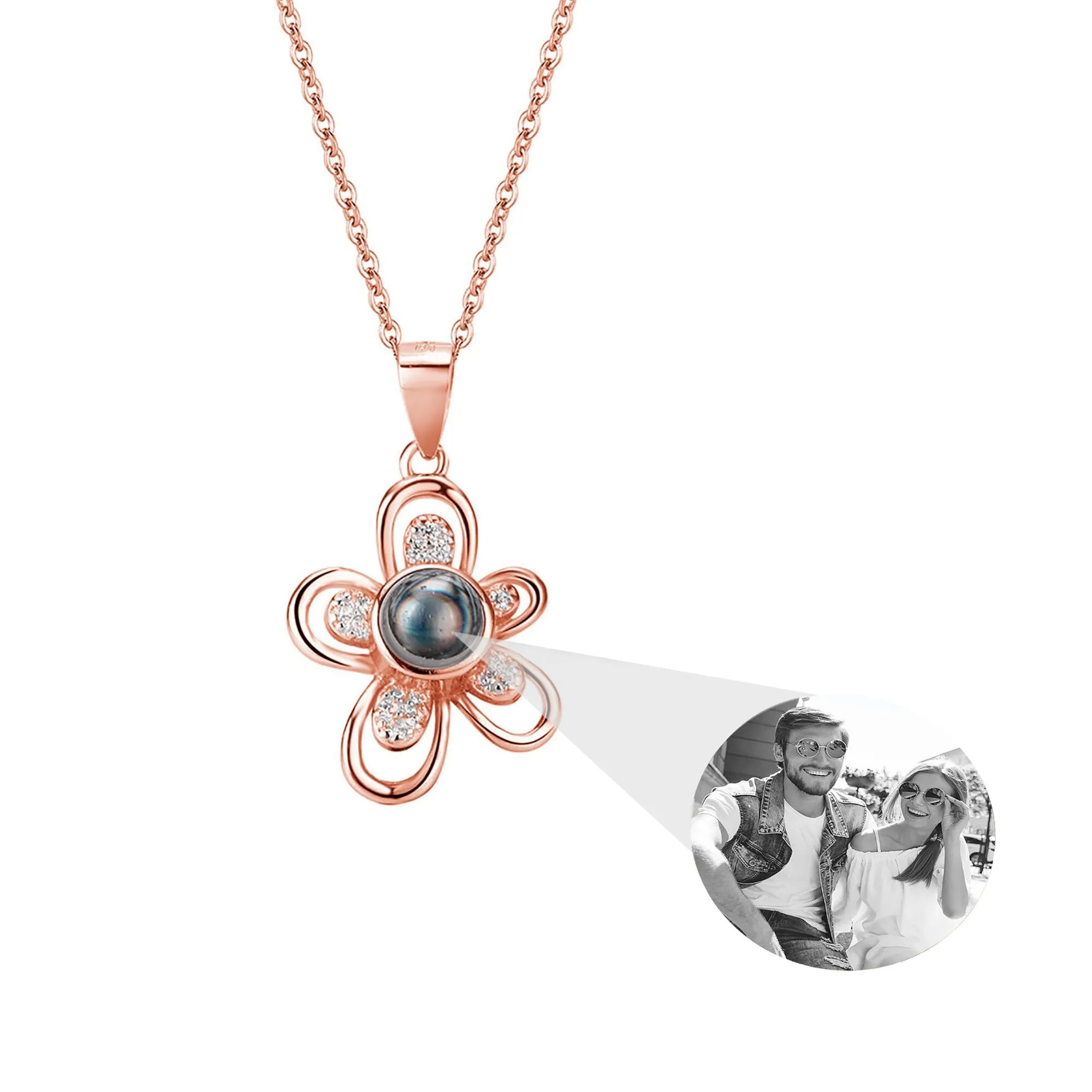 Flowers that can be customized for photos Projection Necklace  Pendant Jewelry