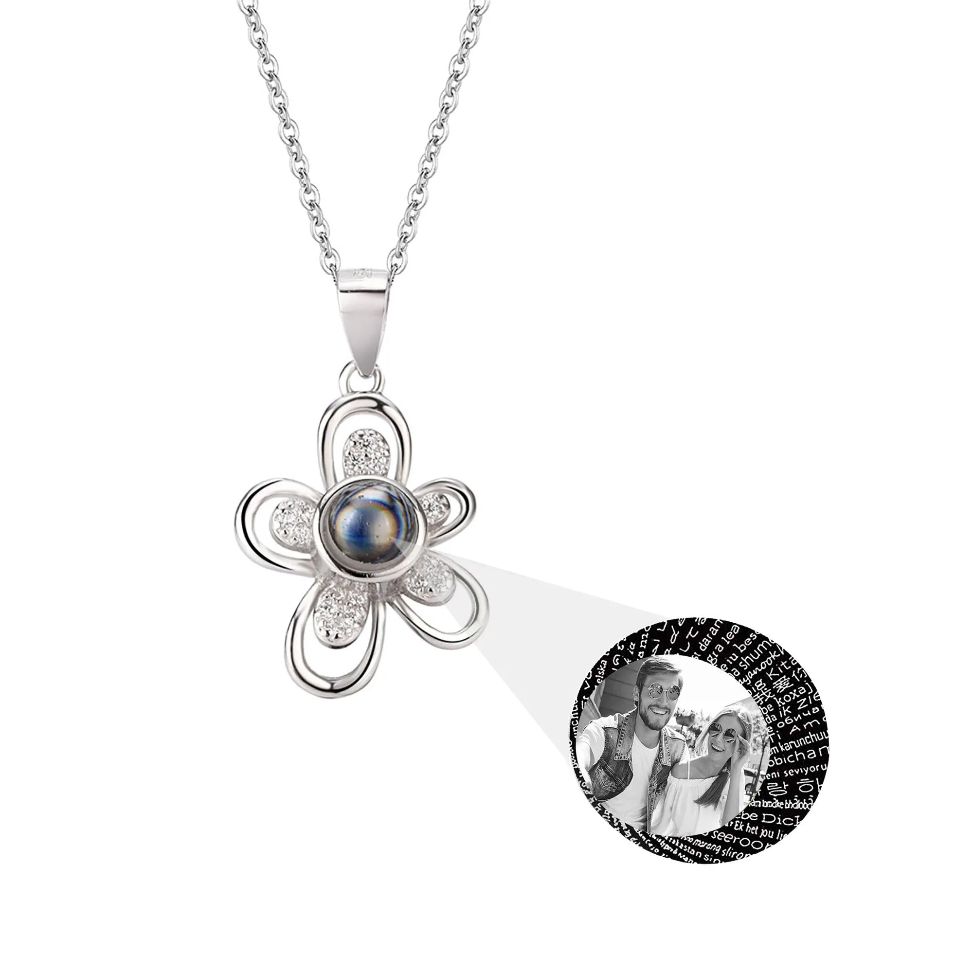 Flowers that can be customized for photos Projection Necklace  Pendant Jewelry