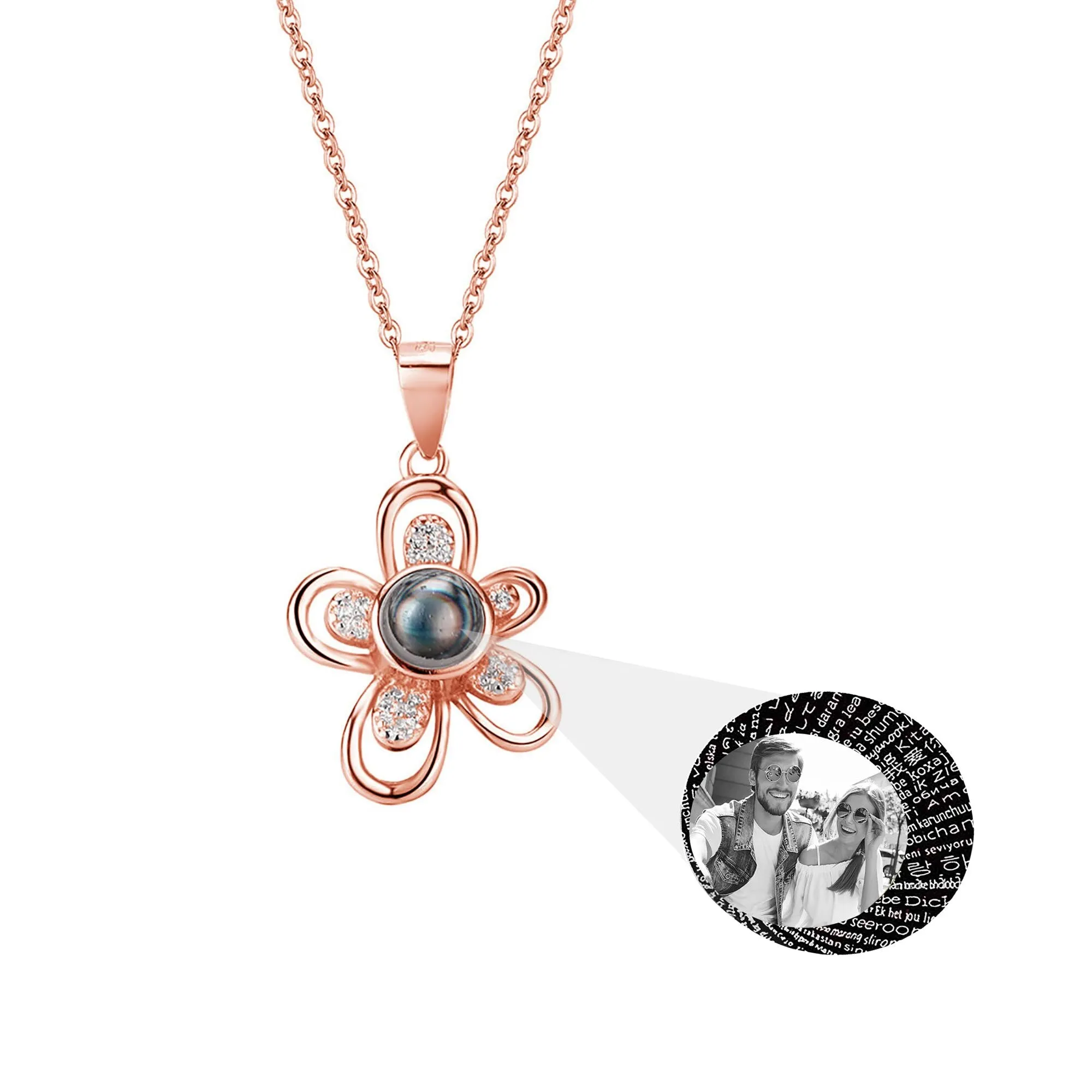 Flowers that can be customized for photos Projection Necklace  Pendant Jewelry