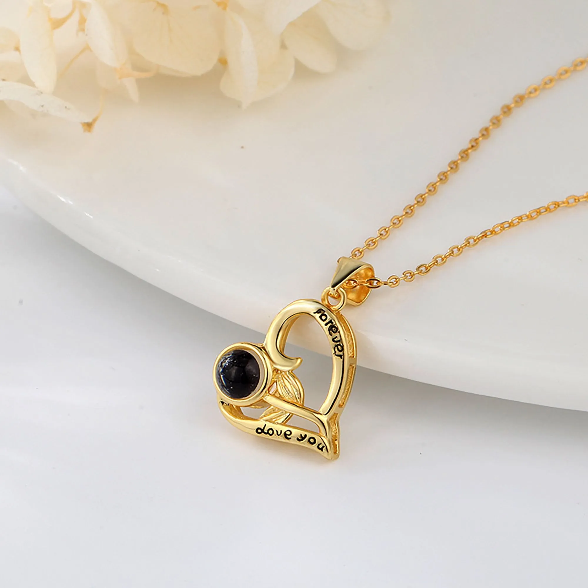 Flowers that can be customized for photos Projection Necklace Pendant Jewelry