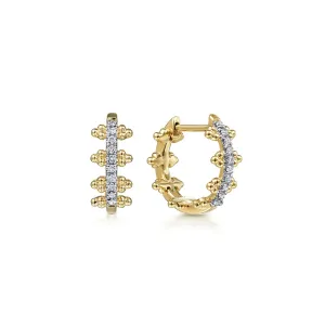 Gabriel & Co. Beaded Pavé 10MM Diamond Huggie Earrings