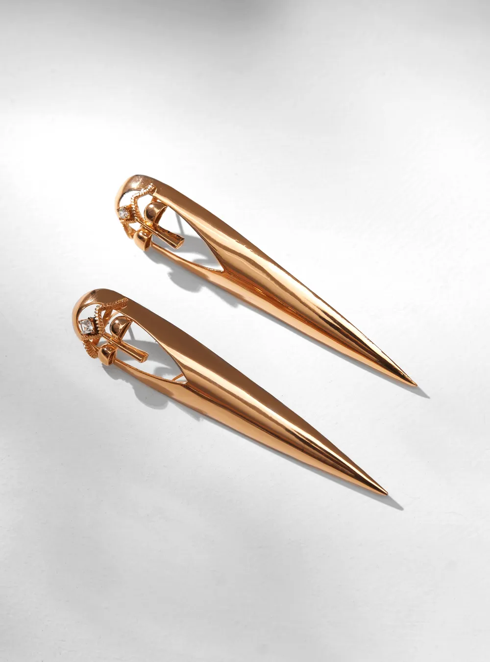 Gavi Spicule Earrings In Gold Finish