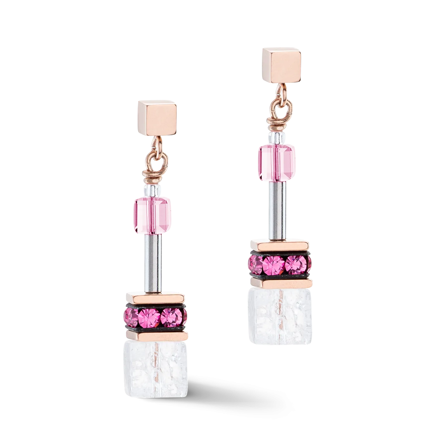 GeoCUBE® Iconic Nature earrings pink white