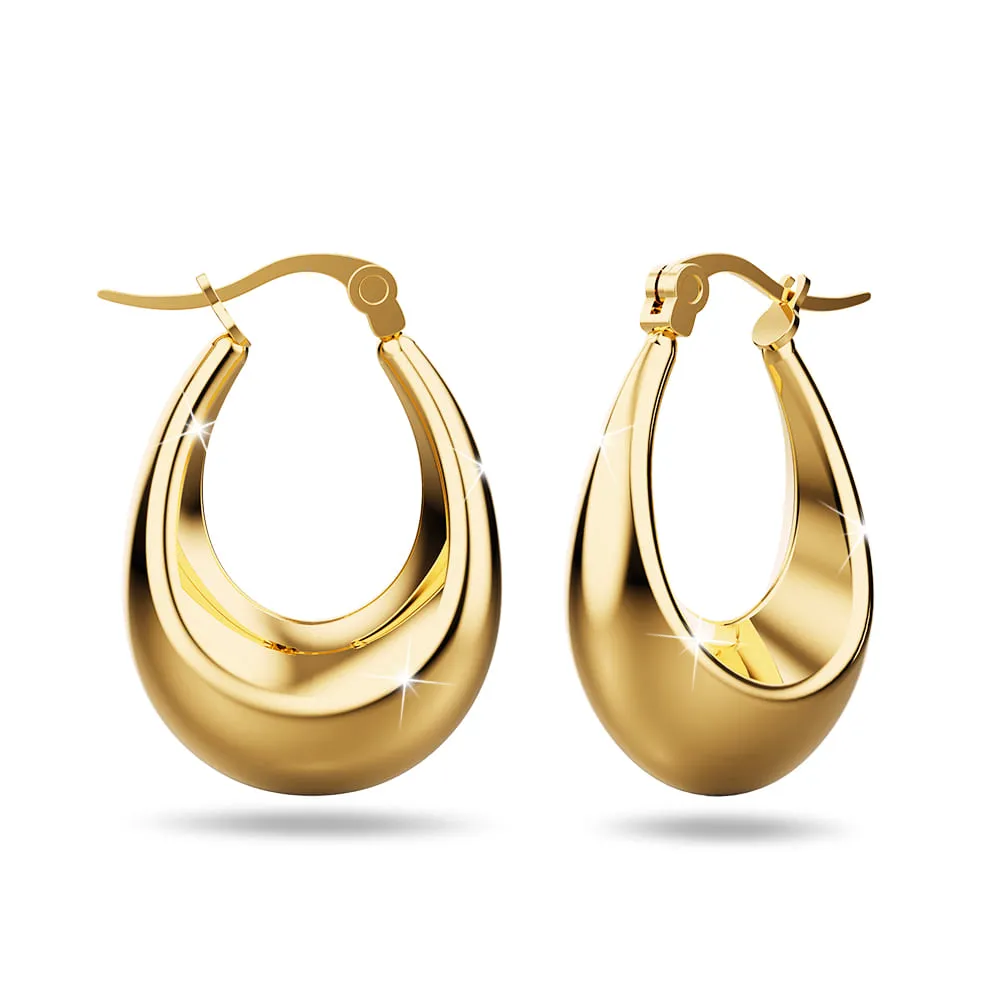 Gold Eve Puffed Hoop Earrings - Medium