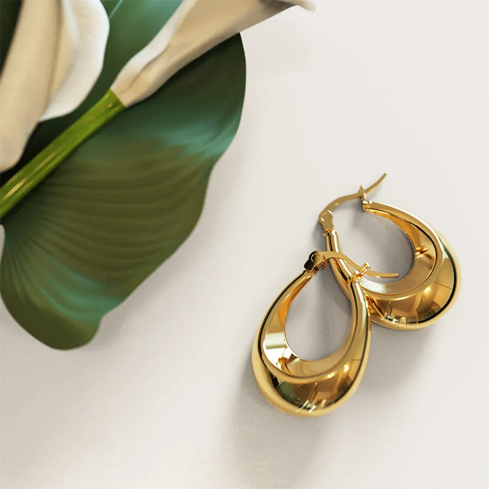 Gold Eve Puffed Hoop Earrings - Medium