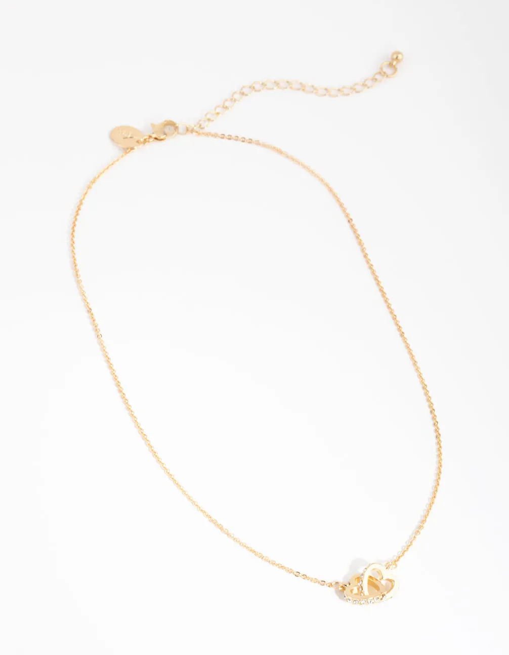 Gold Joined Heart Charm Necklace