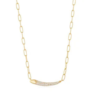 Gold Pavé Bar Chain Necklace