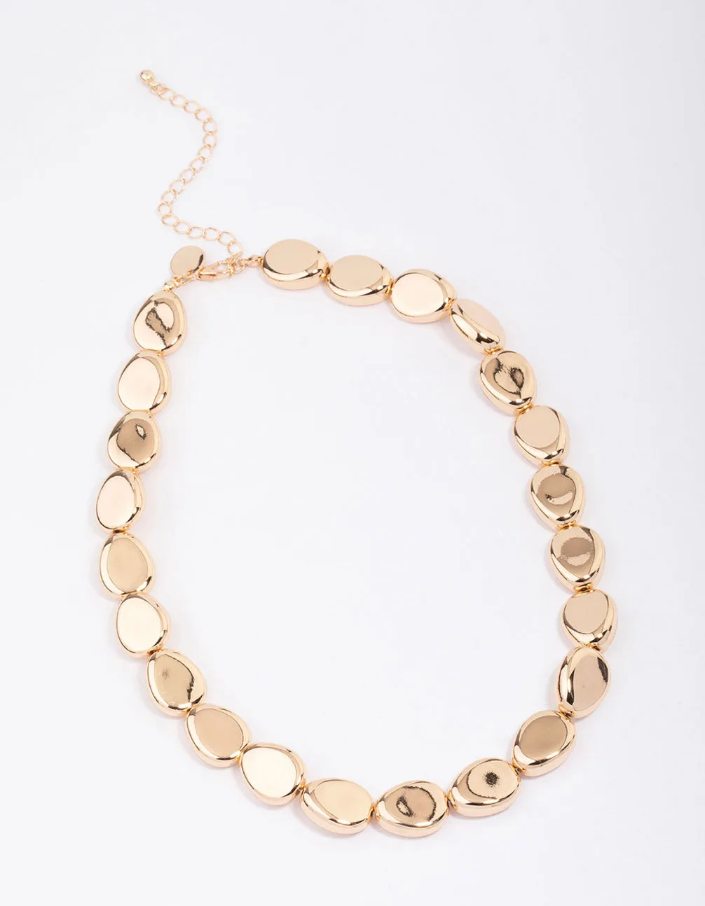 Gold Pebble Oval Bold Necklace