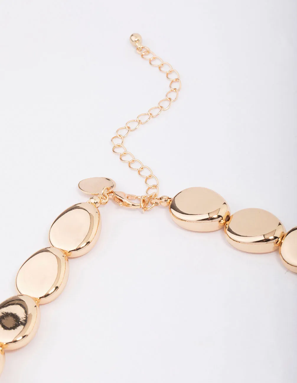 Gold Pebble Oval Bold Necklace