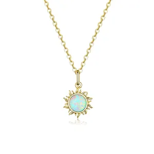 Gold Plated Opal Sun Pendant with Apollo Chain Necklaces