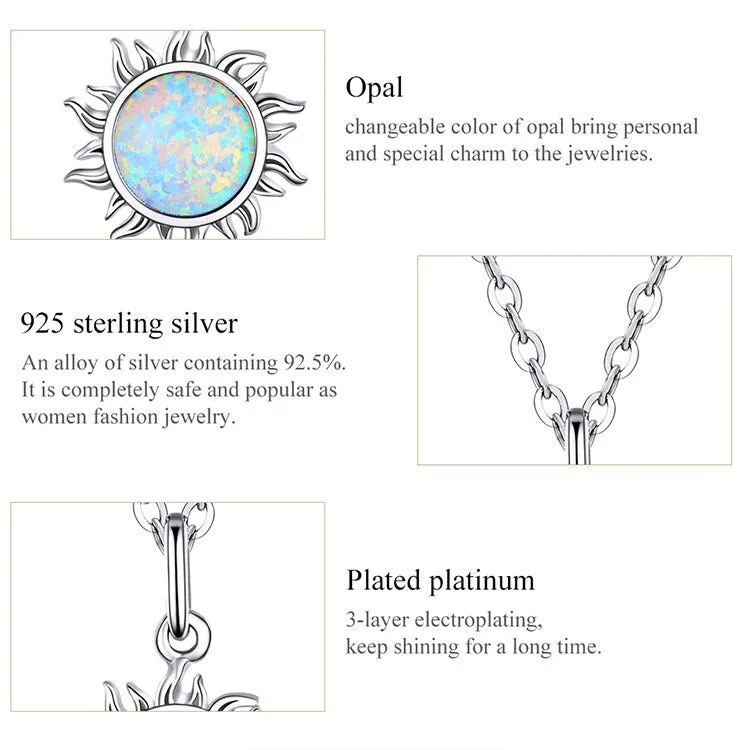 Gold Plated Opal Sun Pendant with Apollo Chain Necklaces