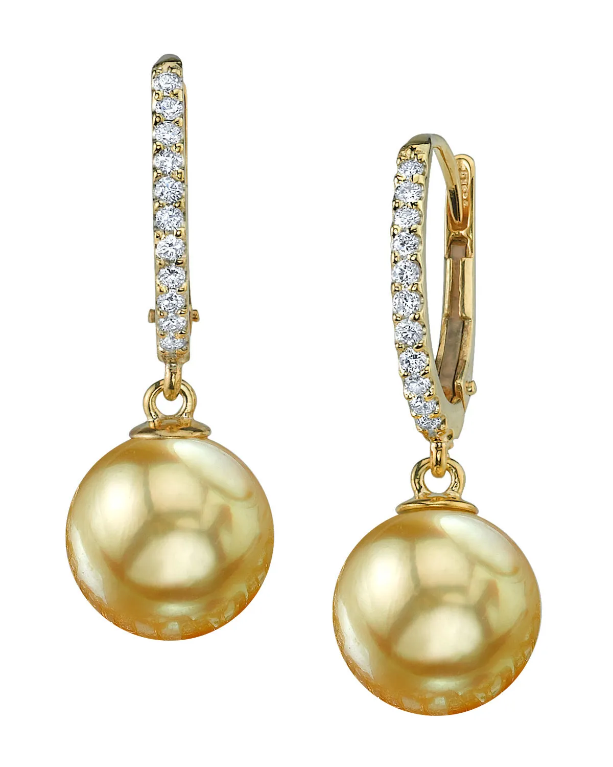 Golden South Sea Pearl & Diamond Metropolis Dangle Earrings