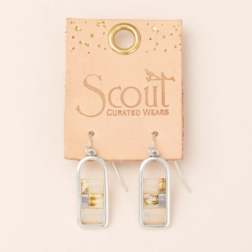 Good Karma Miyuki Frame Earrings - Ivory/Silver