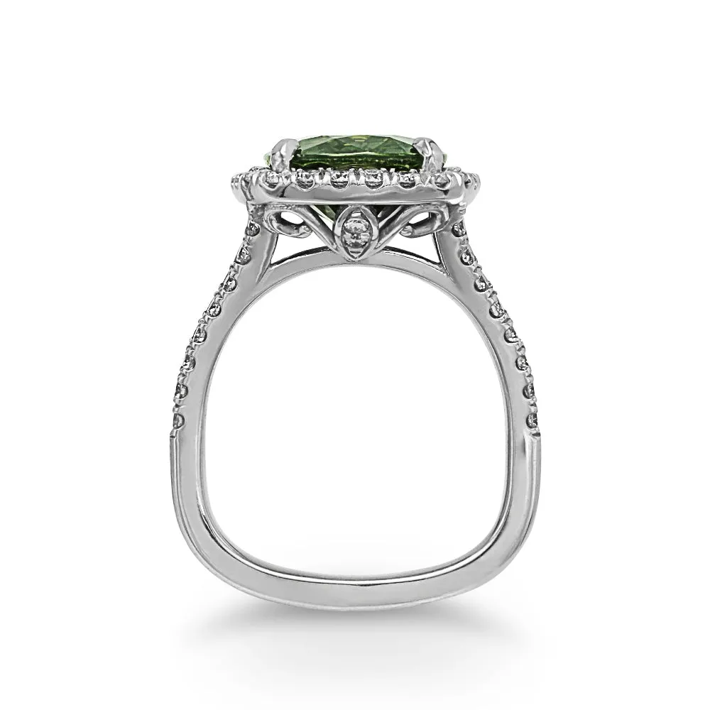 Green Sapphire Diamond Ring