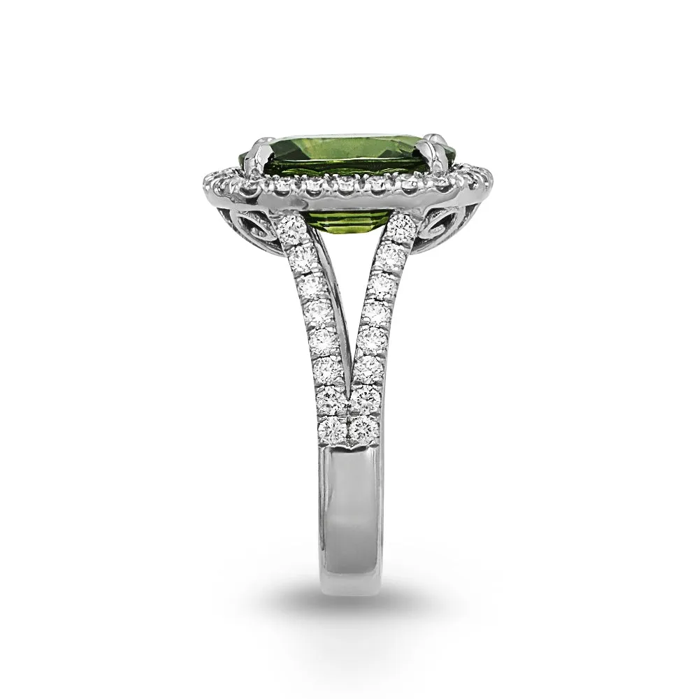 Green Sapphire Diamond Ring