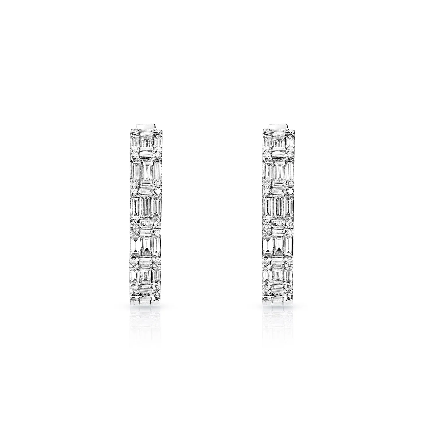 Hailey 5 Carat Combine Mixed Shape Diamond Hoop Earrings for Ladies in 18k White Gold