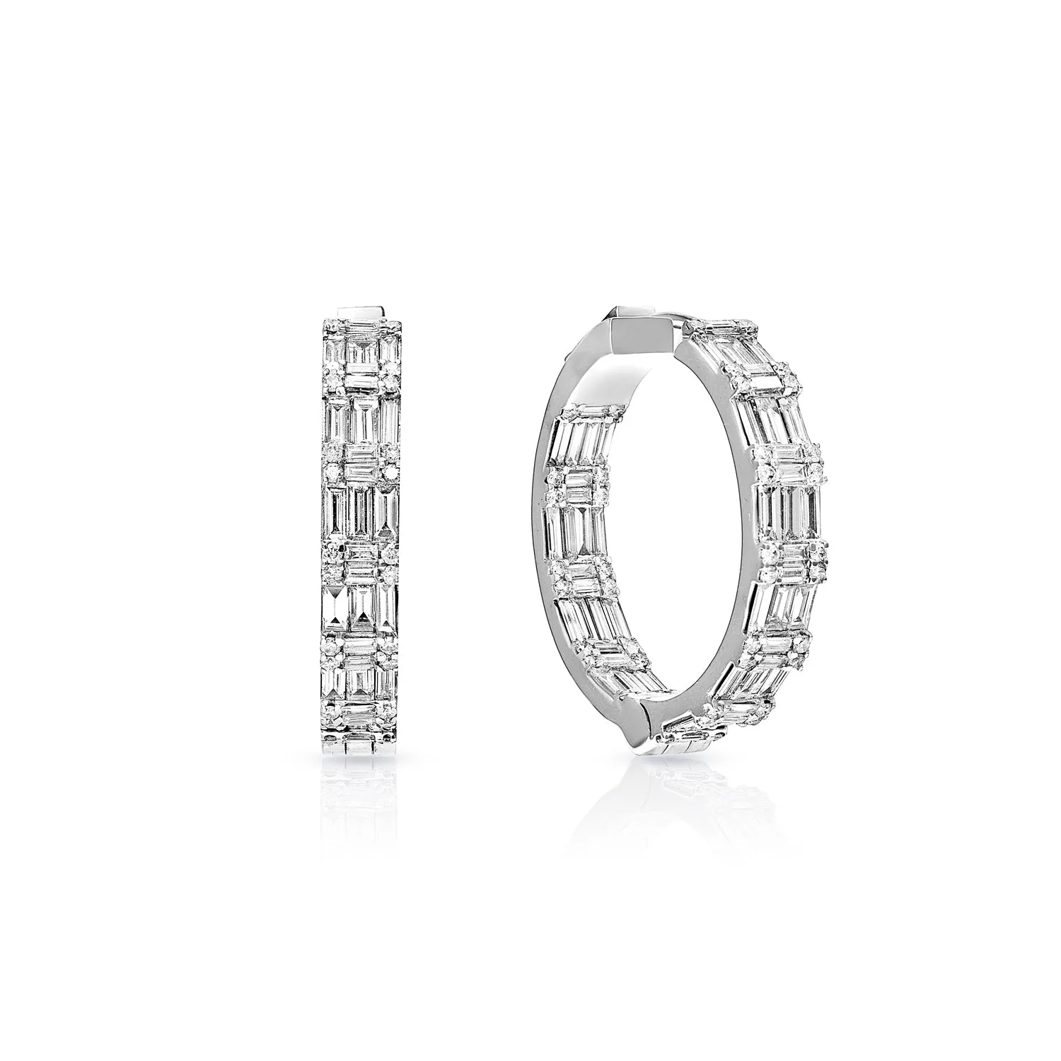 Hailey 5 Carat Combine Mixed Shape Diamond Hoop Earrings for Ladies in 18k White Gold