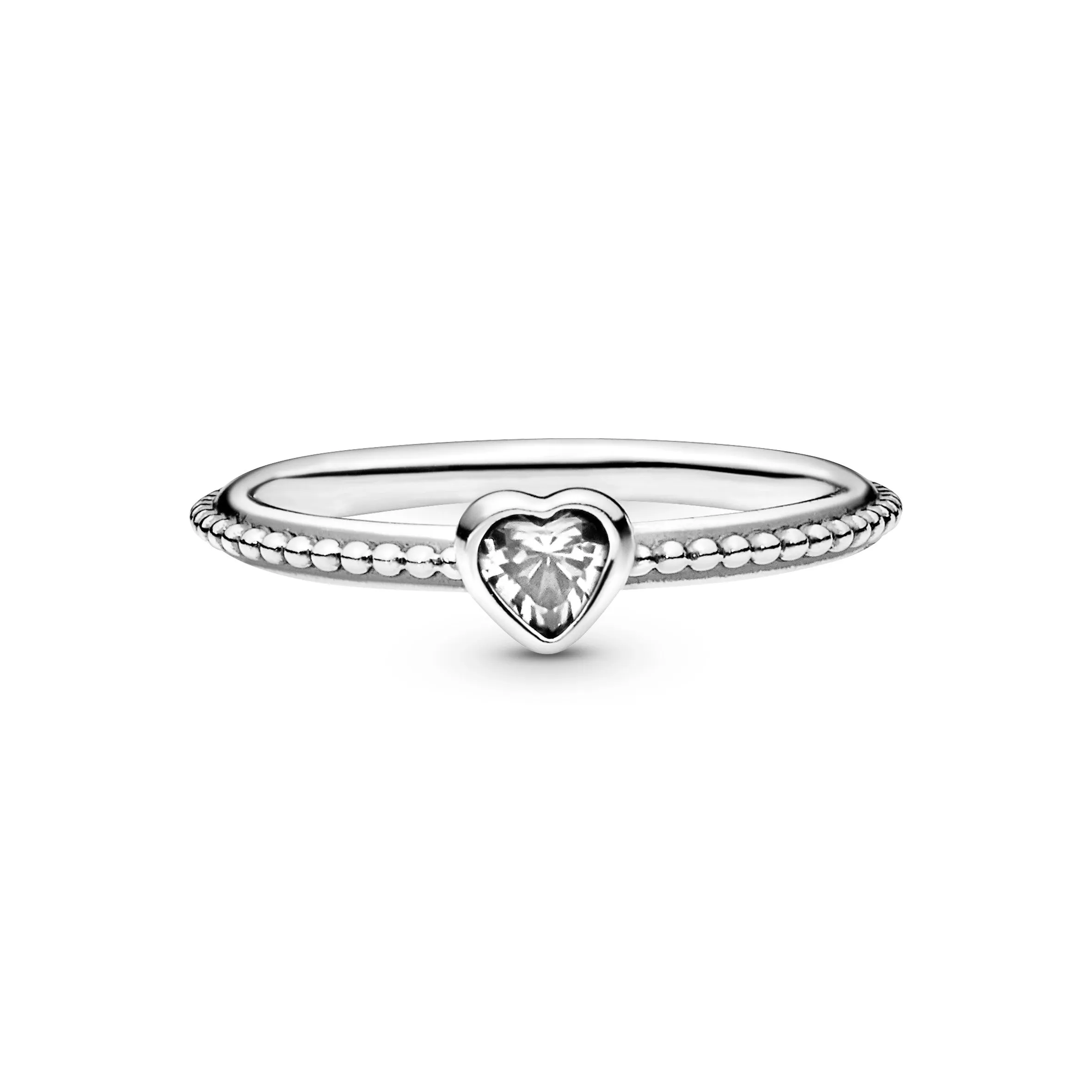 Heart silver ring with cubic zirconia