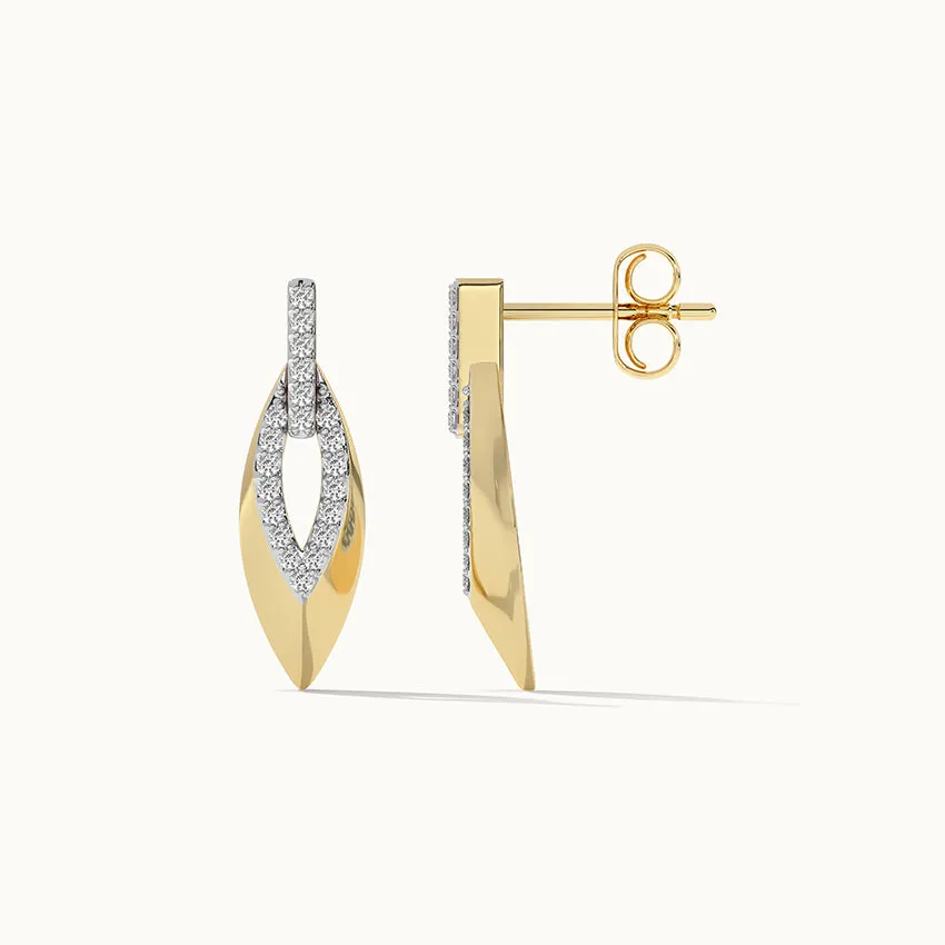 Hollow Leaf Diamond Earrings