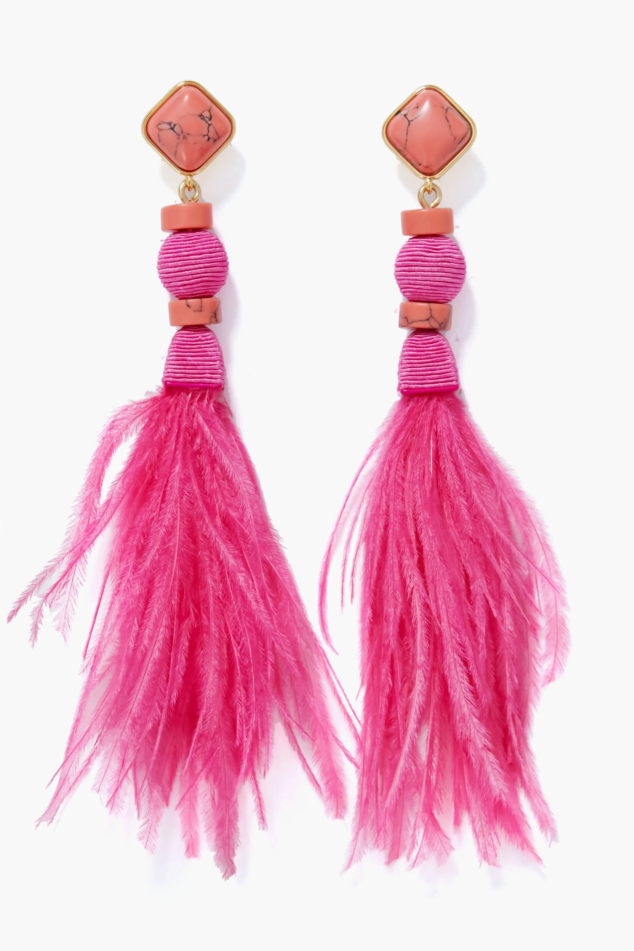 Hot Pink Pia Feather Earrings