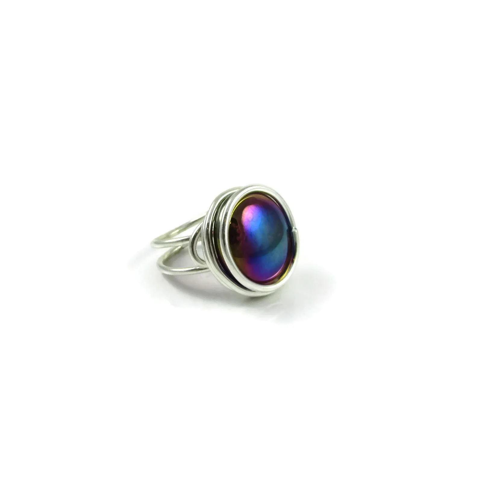 Infinity Glass Ring - Amethyst Iridescent