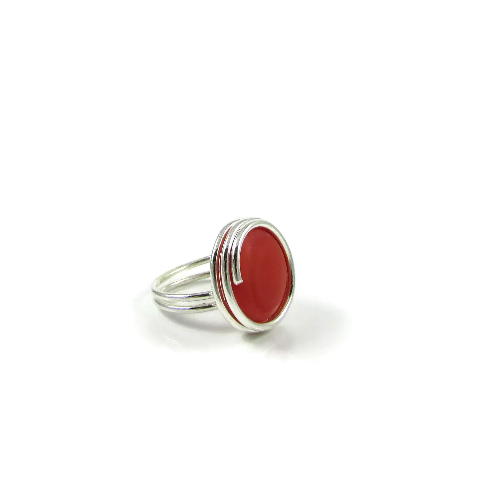 Infinity Glass Ring - Coral Matte